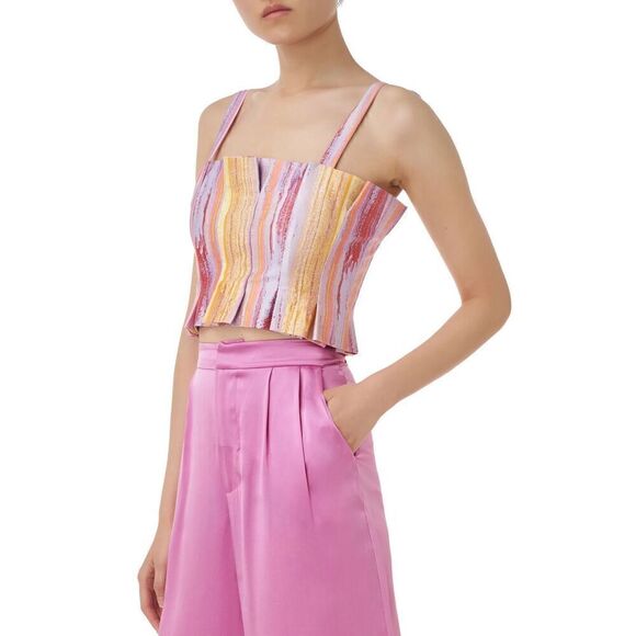 Amur Multicolor Teddy Top Tie Shoulder Crop Tank Size Medium - Picture 9 of 10